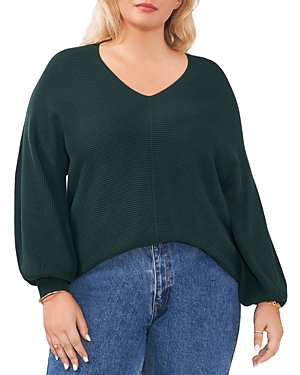 1.state Bubble Sleeve Sweater In Pine Green
