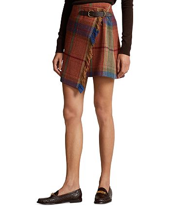 Ralph Lauren Plaid Mini Wrap Skirt | Bloomingdale's