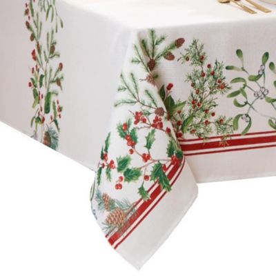 Winter Holiday Berry Fabric Tablecloth, 120&amp;quot; x 60&amp;quot;