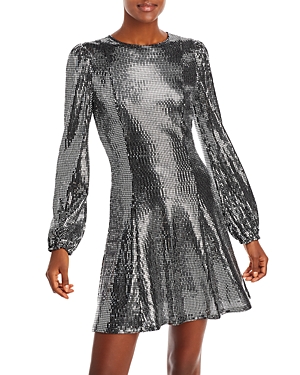 Aqua Shine Long Puff Sleeve Mini Dress - 100% Exclusive