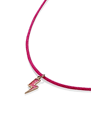 Charmed By Stephanie Gottlieb Stephanie Gottlieb Hot Pink Lightening Bolt String Necklace - 150th Anniversary Exclusive In Pink/gold