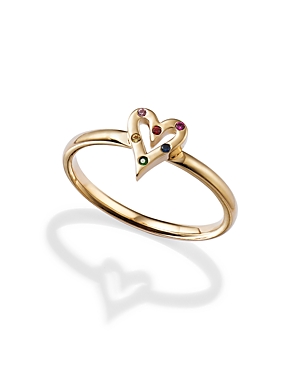 Charmed By Stephanie Gottlieb Multicolor Heart Ring In Multi/gold