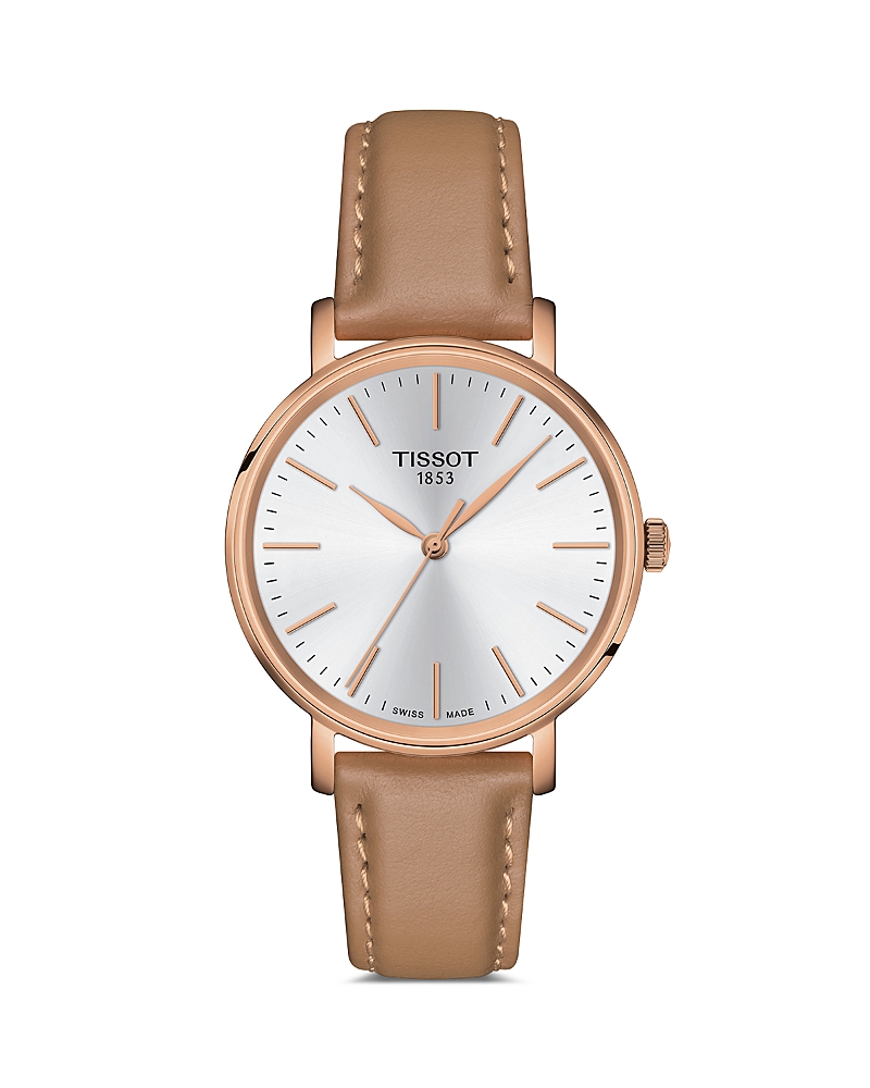 Tissot Women's Swiss Everytime Beige Leather Strap Watch 34mm In Silver/beige