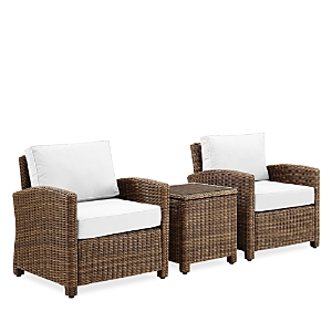 Crosley Sparrow & Wren Bradenton 3 Piece Outdoor Wicker Armchair Set In White