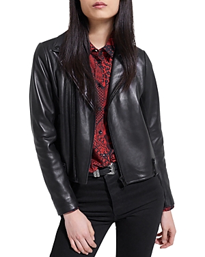 The Kooples Classic Leather Moto Jacket In Black