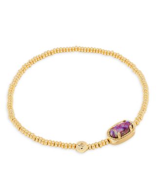 Kendra Scott - Grayson Crushed Gemstone Charm Beaded Stretch Bracelet in 14K Gold Plated