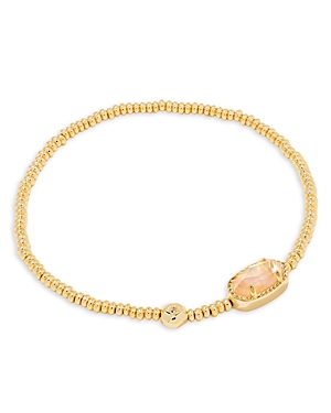 Kendra Scott Grayson Crushed Gemstone Charm Beaded Stretch Bracelet In 14k Gold Plated In Gold Golden Abalone