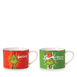 Shop Lenox Grinchie Gifts Naughty & Nice Mug Set In Red/green