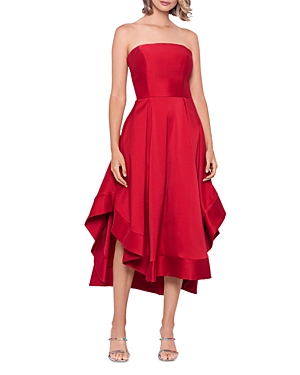 AQUA MIKADO STRAPLESS MIDI GOWN - 100% EXCLUSIVE