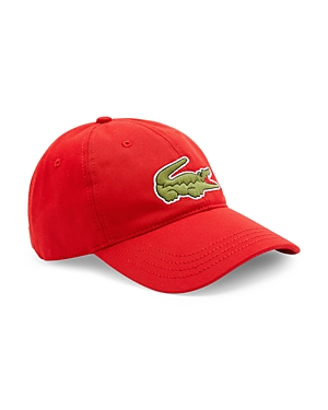 Lacoste Unisex Contrast Strap And Oversized Crocodile Cotton Cap - One Size In Red