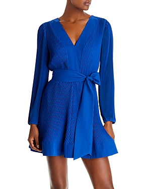 Milly Liv Pleated Fit-&-flare Dress In Cobalt