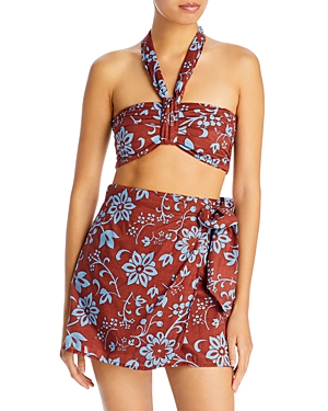 Faithfull The Brand Le Tahiti Floral Print Halter Bandeau Top In Oceania Floral Print