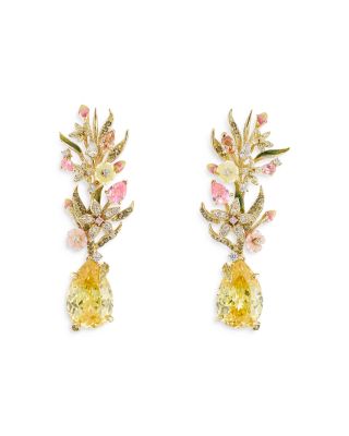 Anabela Chan - 18K Yellow Gold Plated Sterling Silver English Garden Simulated Gemstone & Diamond Posie Earrings