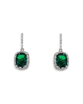Anabela Chan - 18K White Gold Plated Sterling Silver Constellation Collection Simulated Emerald & Diamond Comet Earrings