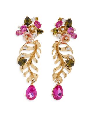 Anabela Chan - Palms Multi Simulated Stone Floral Leaf Drop Earrings