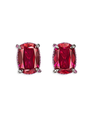 Shop Anabela Chan Supernova Synthesized Ruby Cushion Wing Stud Earrings In Red/silver