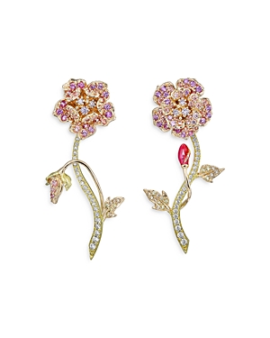 Anabela Chan 18k Rose Gold Plated Sterling Silver English Garden Simulated Gemstone & Diamond Pink Geranium Earri In Pink/gold