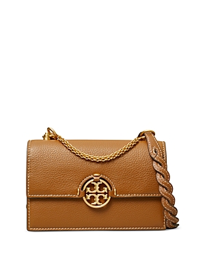 Tory Burch Miller Mini Leather Crossbody In Light Umber/brass