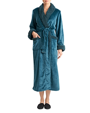 Natori Faux-shearling Sherpa Robe In Cypress Green
