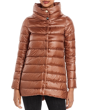 Herno Amelia Stand Collar Down Coat In Macadamia