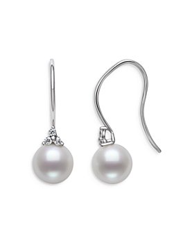 Bloomingdale's - Cultured Freshwater Pearl & Diamond Drop Earrings in 14K White Gold - 100% Exclusive
