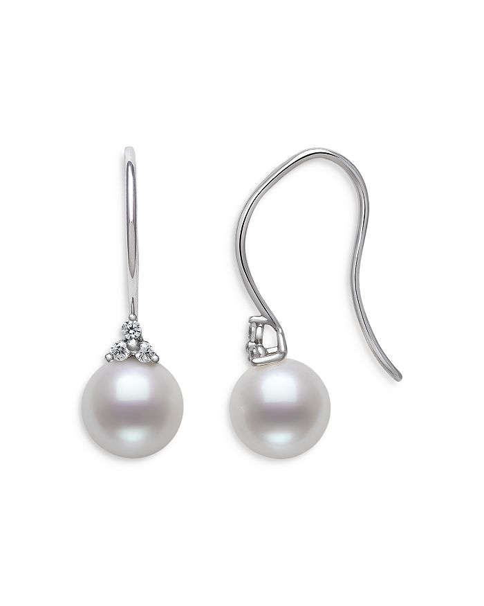 Bloomingdale's Cultured Freshwater Pearl & Diamond Drop Earrings in 14K ...