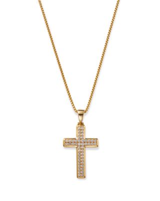 Bloomingdale's Fine Collection - Men's Diamond Cross Pendant Necklace in 14K Yellow Gold, 1.0 ct. t.w. - Exclusive