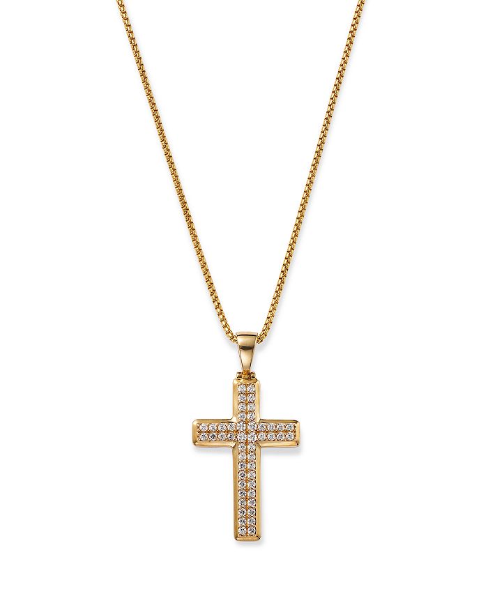 Bloomingdale's Men's Diamond Cross Pendant Necklace in 14K Yellow Gold ...