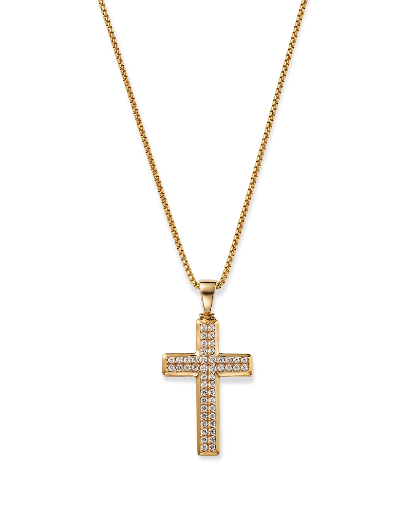 Bloomingdale's Fine Collection Men's Diamond Cross Pendant Necklace in 14K Yellow Gold, 1.0 tcw