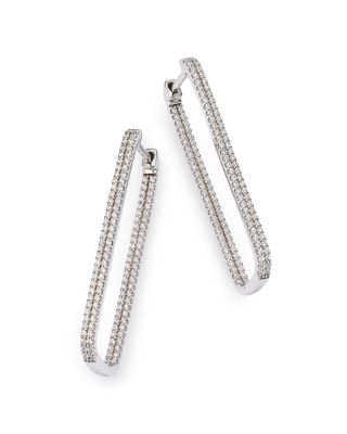Bloomingdale's Fine Collection Diamond Geometric Hoop Earrings in 14K White Gold, 1.0 ct. t. w. - Exclusive