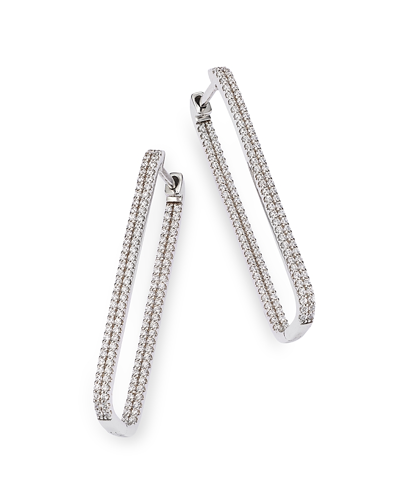 Bloomingdale's Fine Collection Diamond Geometric Hoop Earrings in 14K White Gold, 1.0 tcw