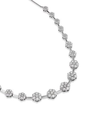 Diamond Cluster Necklace in 14K White Gold, 3.0 tcw 