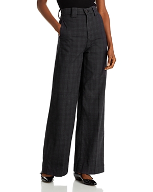 Ag Deven Plaid High Waist Wide Leg Pants In Small Rue
