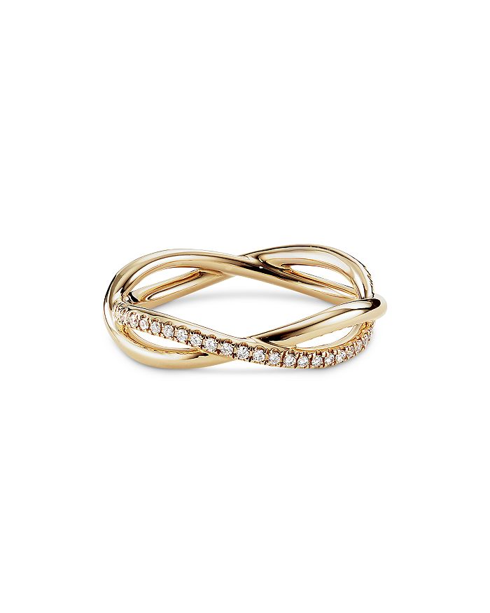 David Yurman 18K Yellow Gold DY Lanai Band Ring with Pavé Diamonds Bloomingdale's