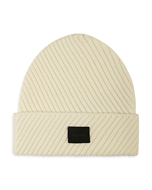 Shop Allsaints Traveling Recycled Ribbed Beanie In Chalk
