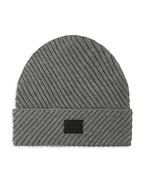 Shop Allsaints Traveling Recycled Ribbed Beanie In Grey