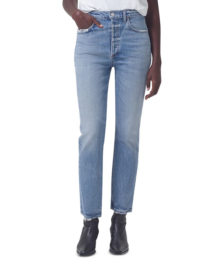 AGOLDE Riley High Rise Slim Jeans in Cove | Bloomingdale's