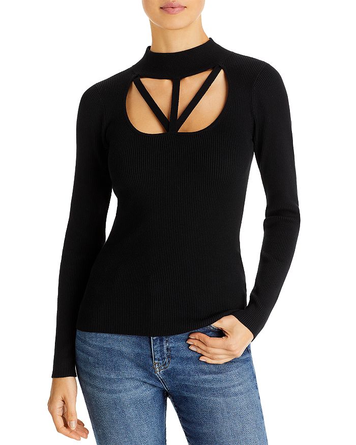 T-Tahari Mock Neck Stitch Sweater