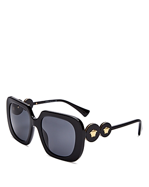 Versace Square Sunglasses, 54mm In Black/gray Solid