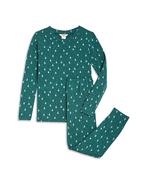 Eberjey Unisex Printed Pajama Set - Little Kid, Big Kid In Forest Evergreen