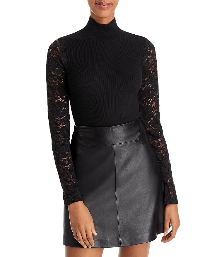 PAIGE Golda Lace Sleeve Turtleneck Bloomingdale s
