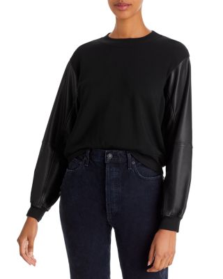 Generation Love - Eva Faux Leather Sleeve Sweatshirt