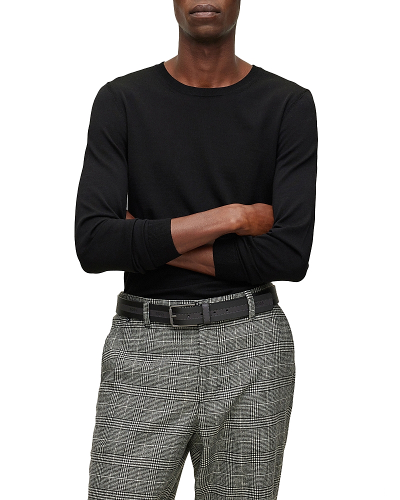 Hugo Boss Virgin Wool Crew-neck Sweater In Black