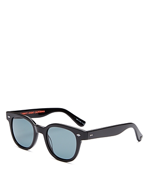 Shop Garrett Leight Canter Square Sunglasses, 47mm In Black/blue