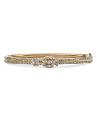 David Yurman - Thoroughbred Loop Bracelet in 18K Yellow Gold with Full Pav&eacute; Diamonds