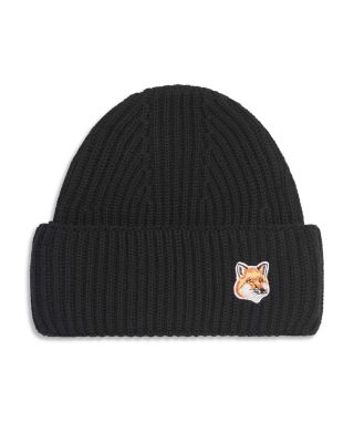 Maison Kitsuné Maison Kitsune Fox Head Patch Beanie In Black