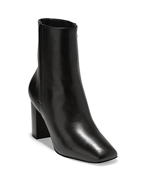 Shop Cole Haan Women's Valley Square Toe High Heel Booties In Black Leather