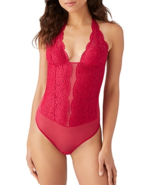 B.tempt'd By Wacoal Ciao Bella Lace Bodysuit In Persian Red