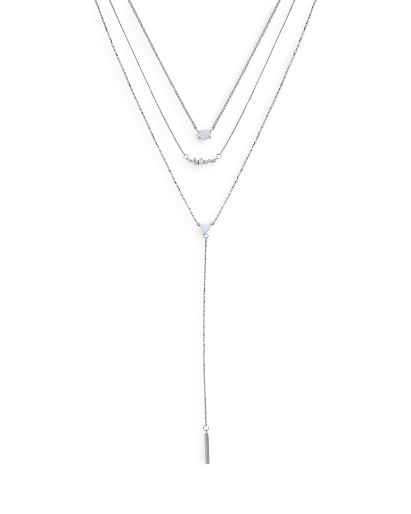 Ettika Layered Opal Lariat Women's Necklace Set Of 3 In Silver