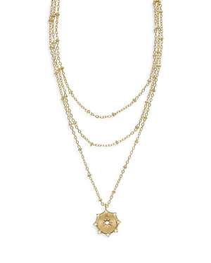 Ettika Compass Keepsake Layered 18K Gold Plated Necklace, 14-17